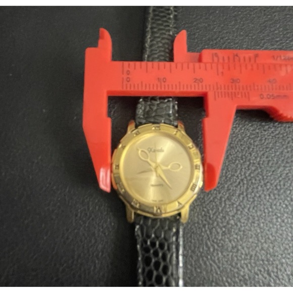 Vintage XANADU Women Watch Scissor Hands WORKS Gold Tone Black Leather Swiss - Picture 15 of 16